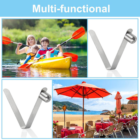 PATIKIL 6 Pack Kayak Paddle Snaps, 8x6.5mm Steel V Shaped Spring Clips for Camping Awning Tent Pole