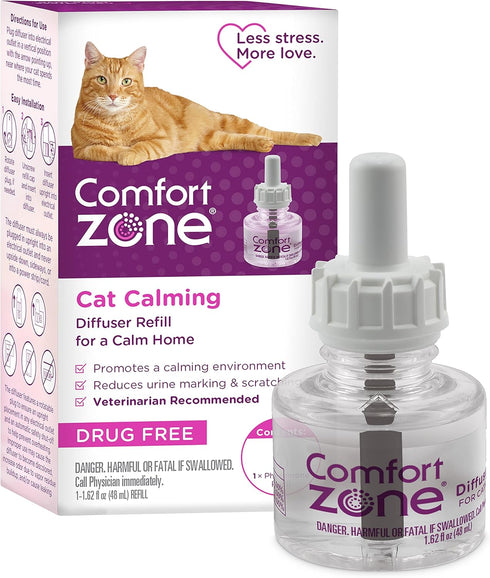 Comfort Zone Cat Calming Diffuser Refills, 30-Day Pheromones for Cat Anxiety Relief