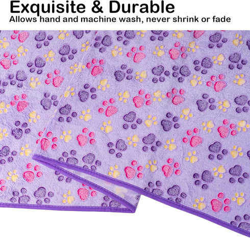 Dono 1 Pack Dog & Cat Blanket, Soft Fluffy Fleece Puppy Blanket, Pink Paw Print Warm Sleep Mat for Pets