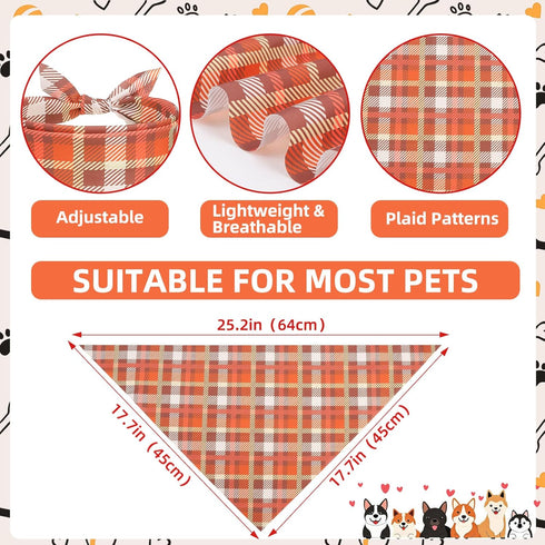 100 Summer PAWCHIE Pcs Dog Bandanas Bulk Pet Bibs Plaid Print Colorful Triangle Scarf Pet Bandanas Plaid Festival Style