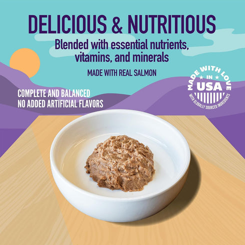 2.6 oz 20 (Pack 10), A Strong Heart Split Cup Wet Cat Food, Salmon Entree - Split Cups, Servings of Made in The USA