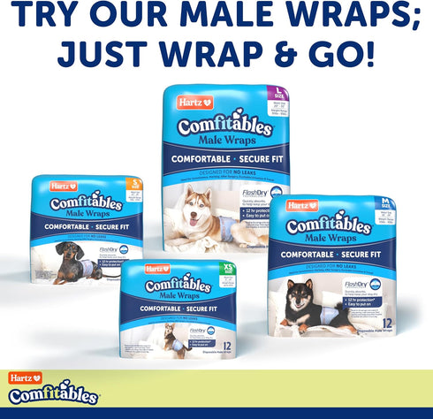 26 Count, Hartz Comfitables Disposable Dog Diapers, Size Large Comfortable & Secure Fit, Easy to Put On, Super