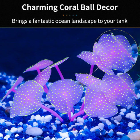 Uniclife Silicone Coral Plant Decorations Glowing Artificial Ornament for Fish Tank Aquarium, Yellow, Ball Shape by Uniclife