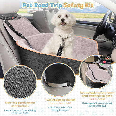 35lbs COCASES Dog Car Seats for Small Medium Dogs, Dog Booster Car Seat, Detachable and Washable Carseat Pet Bed