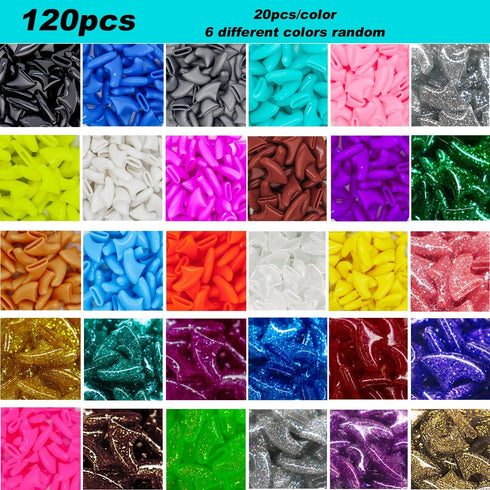 VICTHY 120pcs Cat Nail Caps - Cat Nail Covers with Adhesives and Applicators (Large)