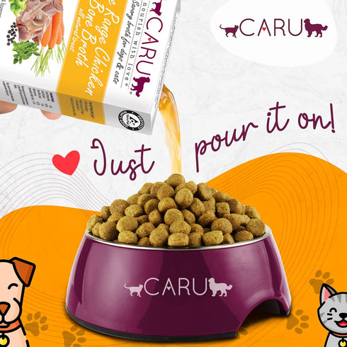 Caru Free Range Chicken Bone Broth For Dogs And Cats, Grain & Gluten Free, Non-GMO Ingredients (1.1 Lbs)