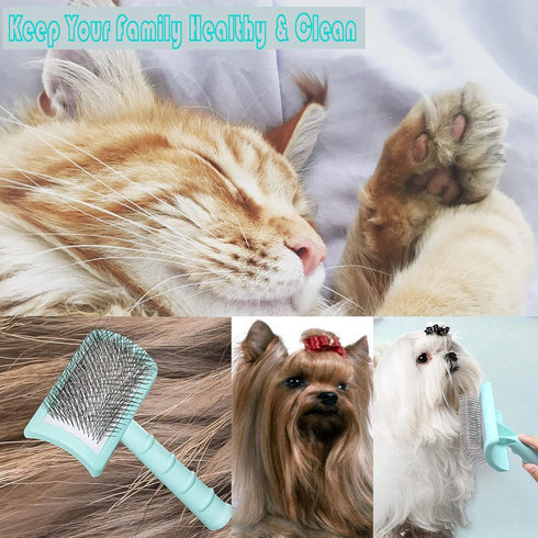 Large Slicker Brush for Dogs & Cats - Extra Long Pin Shedding Brush for Thick Undercoat, 25mm (1"), Green
