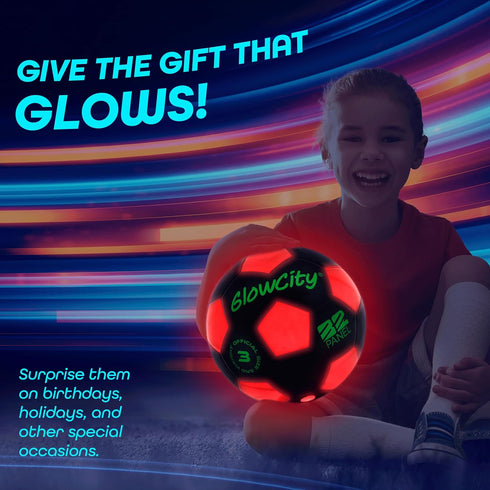 GlowCity Light Up Soccer Ball - Glow in The Dark Indoor/Outdoor Ball with 2 LED Lights - Fun Gift for Teens