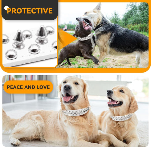 Spiked Dog Collar White Soft Pu Leather Funny Mushrooms Rivet Spike Studded Puppy Collar Adjustable Outdoor Pet Dog Collar for Small Medium Large Dogs Cats Chihuahua Pug Pit Bull Dog Collars