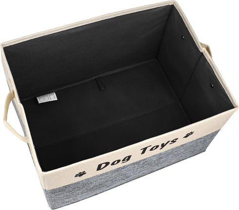 PET ARTIST Dog Toy Basket - Foldable Storage Box with Comfortable Handles for Dog Toys, Accessories, Gray, 15"x11"x9"
