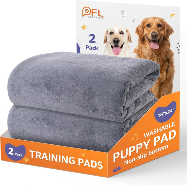 Washable Dog Pee Pads 24x36 2Pack Reusable, Absorb Dog Mats Non-Slip for