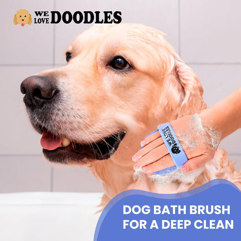 Dog Grooming Bath Brush, Rubber Brush for Shower Scrubbing & Soothing Massage, 2 PACK Essential Puppy Grooming
