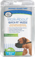 Walk-About Quick-Fit Short Snout Adjustable Dog Muzzle Four Paws for Medium Dogs, Washable & Breathable, Black, 1 Count
