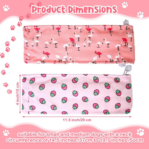 2 Pcs Dog Cooling Bandana Collar, Adjustable Pet Scarf with 10 Recyclable Ice Packs for Medium Dogs and Cats