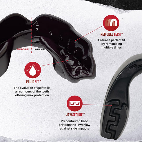 SAFEJAWZ Sports Mouthguard Slim Fit, Adult and Junior Mouth Guard with Case for Contact Sports