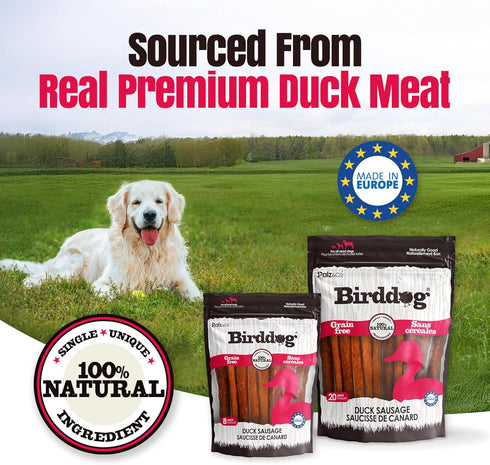 20 Pack Palz&Co Duck Sausage Dog Treats - of All-Natural Grain-Free Chews for Dogs, Supports Dental Health & Hip