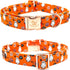 Elegant little tail Halloween Dog Collar, Fall Orange Pumpkin Adjustable Bow Collar for Small Dogs