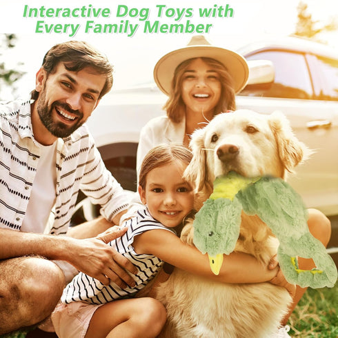 Large Plush Squeaky Dog Toys for Aggressive Chewers, Interactive Tug of War Puppy Toys for Indoor Play - Duck