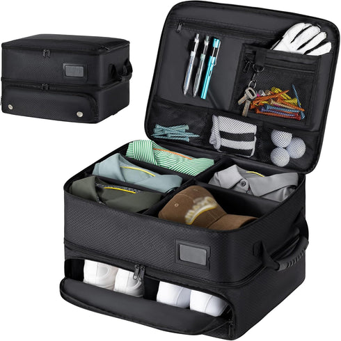 HIMAL HIMAL 2 Layer Golf Trunk Organizer, Collapsible Waterproof Car Golf Bag with Ventilation Compartment