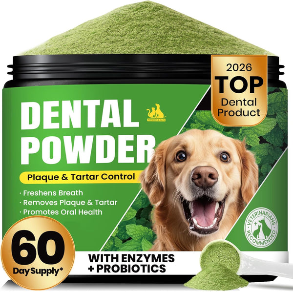 Dog Teeth Cleaning Powder, Dog Dental Powder and Cats Breath Freshener, Plaque
