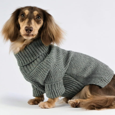 Fitwarm Dog Turtleneck Sweater - Thermal Knitted Pet Coat for Small Dogs, Cat Apparel, Heather Grey, Large
