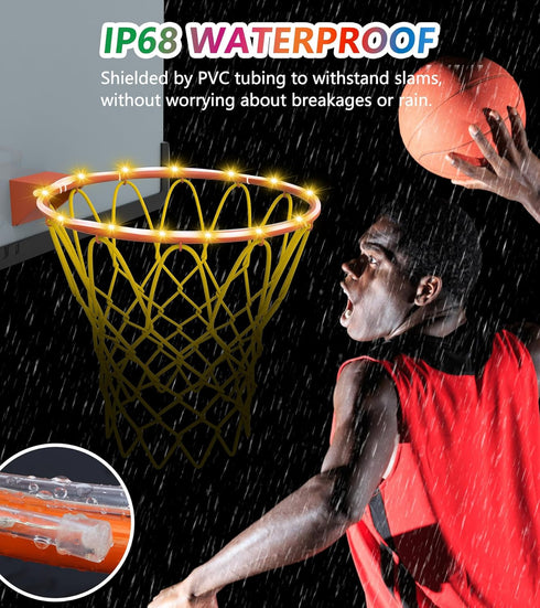 16 7 LED Basketball Hoop Light, Waterproof Super Bright Basketball Rim Lights,Remote Control Colors and Lighting