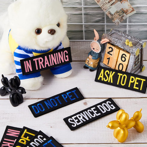 8 Pieces Colorful Service Dog Patches, Do Not Pet and Ask to Pet Vest Patches for Animal Tactical Harnesses