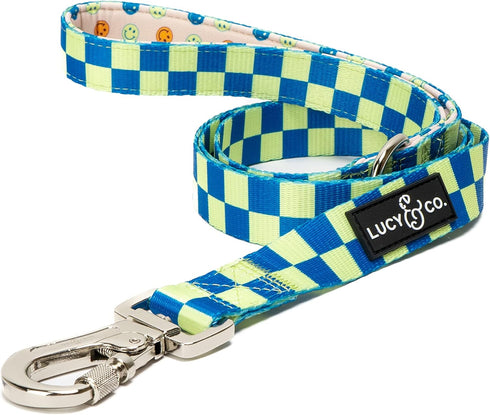 Lucy & Co. Designer Dog Leash - Thick Pet Accessories with Padded Handle, Purple with Green Floral - 5 Foot (Lime Green