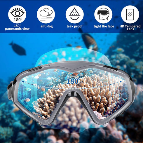 Professional Snorkel Diving Mask with Ultra Clear Lens, Anti Leakage Scuba Mask for Adults