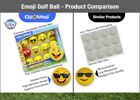 Oji-Emoji 12-Pack Premium Emoji Golf Balls, Unique Professional Practice Golf Gift for All Golfers