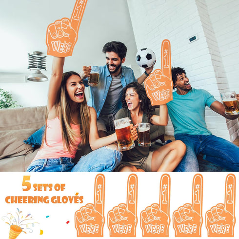 5 Pack 18 Inch 1 Giant Foam Finger We're Number DIY Hand Cheerleading Foam Fingers for Sports Cheer School Spirit Craft
