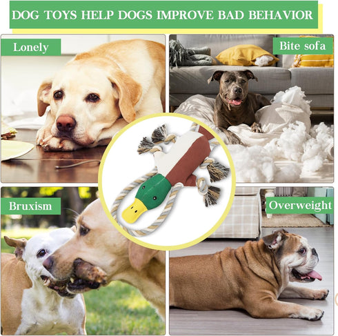 Lesmeet Upgraded Duck Dog Toys for Aggressive Chewers, Interactive Tug of War Toy for Small Medium Large Breeds