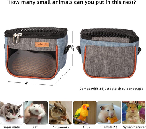 Sugar Glider Carrier Bag, Transparent Breathable Travel Bag for Hamster, Gecko,Baby Hedgehog, Transport Pouch