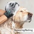 COOLJOB Pet Grooming Gloves, Reusable Washable Cleaning Brush, Hair Remover for Dogs, Cats, Horses, Medium, Blue Black