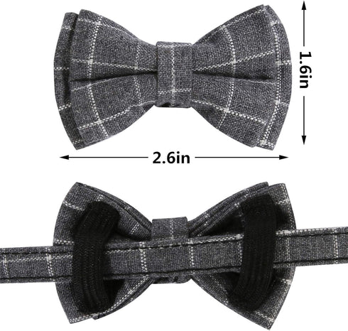 SLSON 2 Pack Breakaway Cat Collar with Bell and Bow Tie, Adjustable Plaid Kitten Collar for Cats and Small Dogs