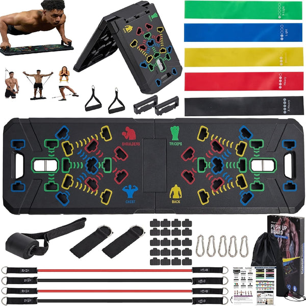 Portable Push Up Board Gym Kit 25-in-1, Foldable Push Up Station &