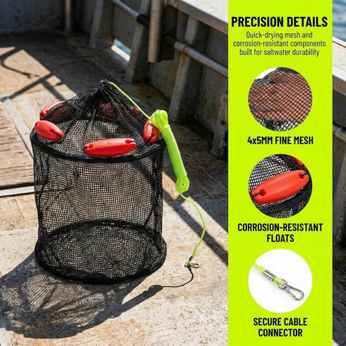 1516 inch ZENFUN Extra Large Floating Fish Basket for Live Caught Fish, Foldable Lobsters Basket for Fishing Live Well