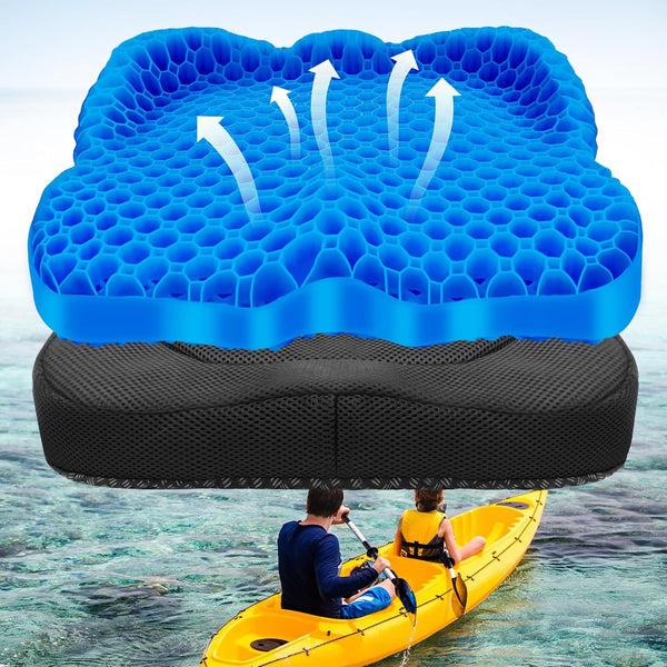 NEW-Vi Anti-Slip Kayak Seat Cushion, Double Thicken Gel Cushion for Kayaking, Pain Relief Accessories