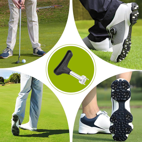 Hordion (1 Pack) Golf Shoe Spikes Wrench, Professional Golf Spike Removal Tool Golf Shoes Cleat Wrench Two Pin
