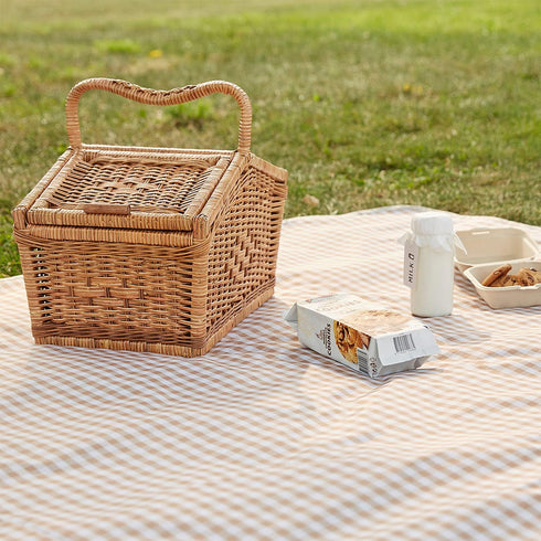 80x60in 80x80in, ESLA Cute Gingham Picnic Blanket, Waterproof Foldable, in Large and Extra Large Portable Compact Beach