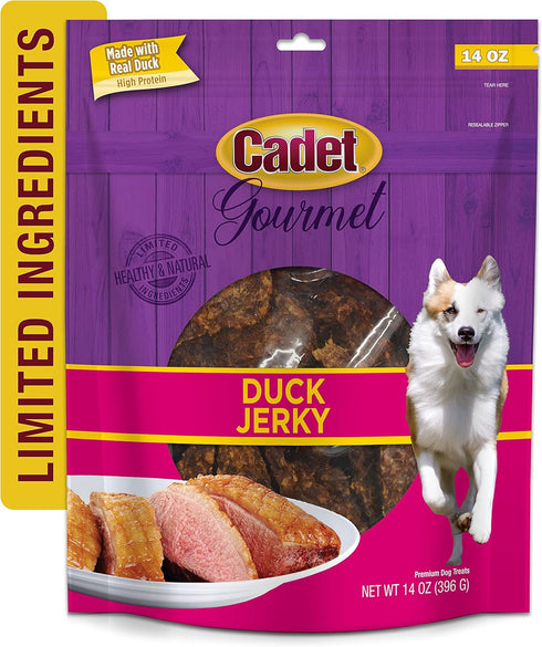 Cadet Gourmet Duck Jerky Dog Treats, Healthy & Natural Duck Dog Training Treats, Inspected & Tested in USA