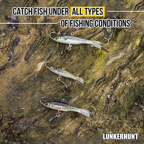 LunkerHunt Triple Action Walleye Jigs | Bass Fishing Swimbaits | Fast Sinking Saltwater Bait