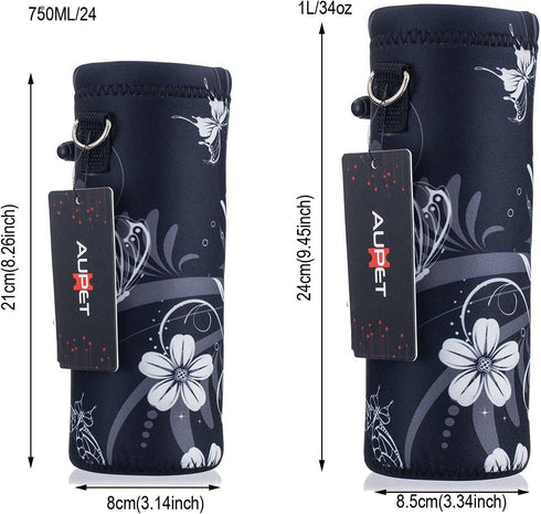 1000ML 750ML,Adjustable AUPET Water Bottle Carrier,Insulated Neoprene Water bottle Holder Bag Case Pouch Cover