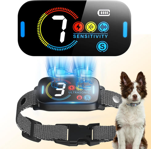 Ultrasonic Dog Bark Collar for Large Medium Dogs, Smart Anti Barking Device, Rechargeable Training Collar with