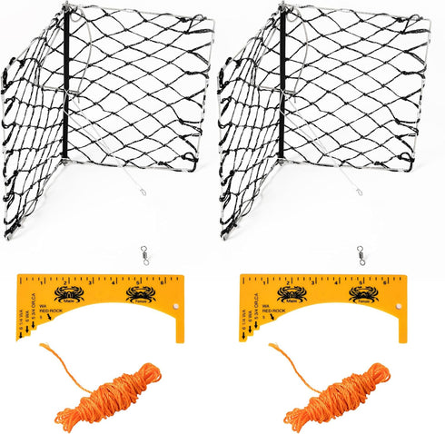 MEOU Castable Crab Trap Hawk Foldable Crabjaw with Crab Gauge and Bait Clip,