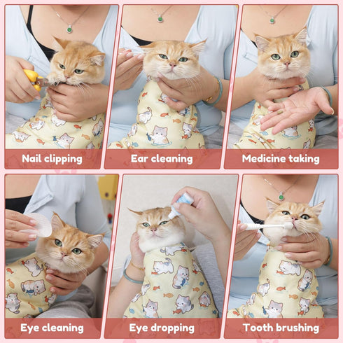 Dvxoc 25.6" 10lbs) Cat Grooming Wrap,cat wrap for Cutting Nails,Self-Adhesive cat Swaddle wrap cat Restraint cat wrap