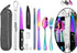 Hommaly Portable Travel Reusable Utensils, Camping Cutlery Set with Case, Stainless Steel Flatware, Rainbow