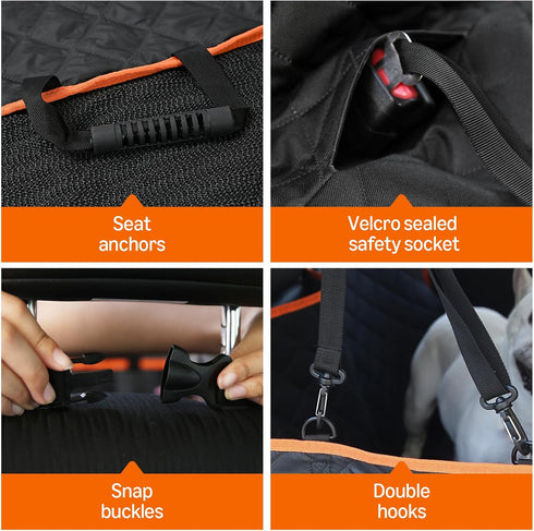 Hammock Amazon Basics Dog Car Seat Cover for Back Seat, Scratch-Resistant Nonslip with Side Flaps and Seatbelt Openings