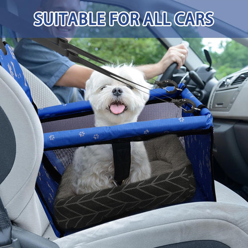 PetsHome Foldable Dog Car Seat with Removable Thick Mat, Waterproof Oxford Travel Bag for Small to Medium Dogs, Pattern