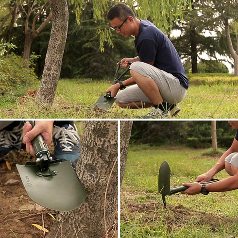 REDCAMP 22.8'' Military Folding Camping Shovel, High Carbon Steel Entrenching Tool with Cover